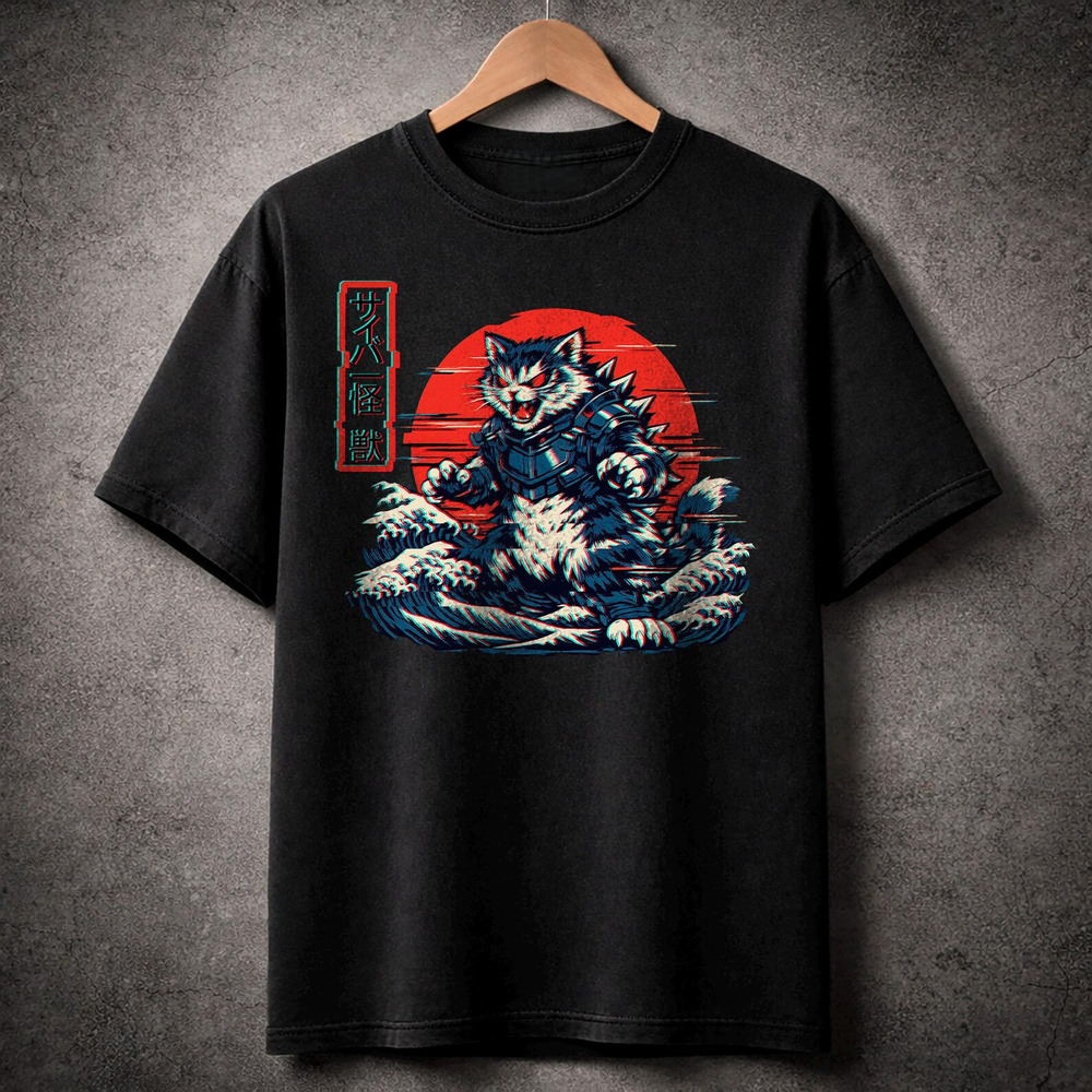 Retro Japanese Catzilla T Shirt